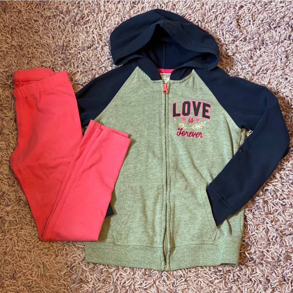 Girls leggings & hooded sweatshirt 🩷 M 7/8